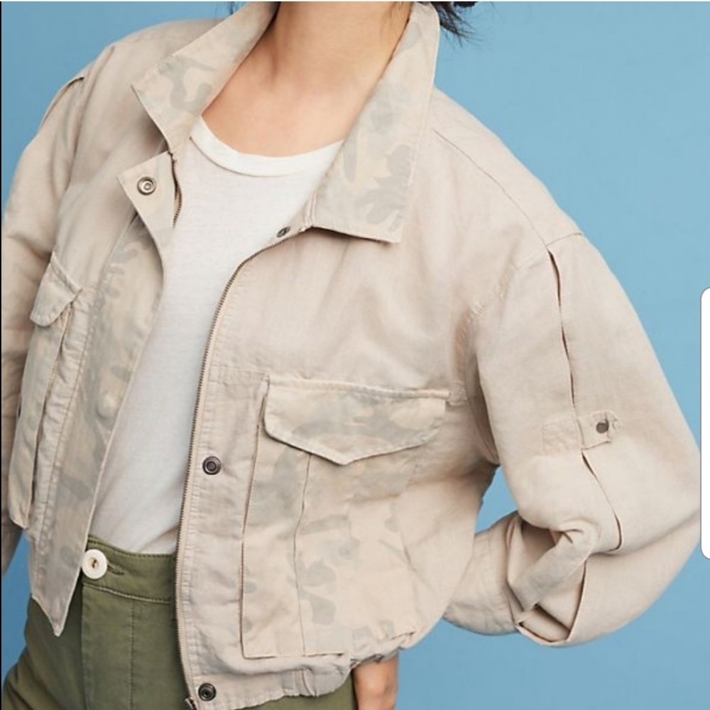 Hei Hei Ronan Camo Printed Linen Bomber Jacket